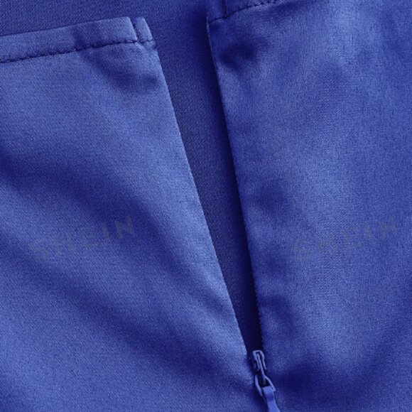 SHEIN BAE Solid Ruched Split Thigh Satin Cami Dress Size M - Picture 5 of 7